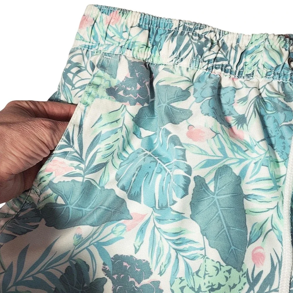 Unitop Swim Trunks sz 34 Mens Hawaiian Aloha Blue White Tropical Aloha Surf 34x6